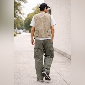 Carhartt Green Cargo Work Pants 36x32 Rugged Utility Carpenter Workwear Worn In